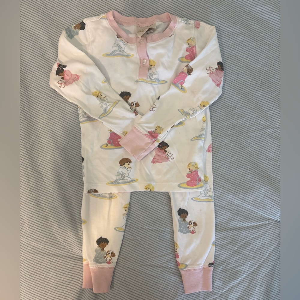 TBBC Girls White & Pink Prayer Pajama Set
